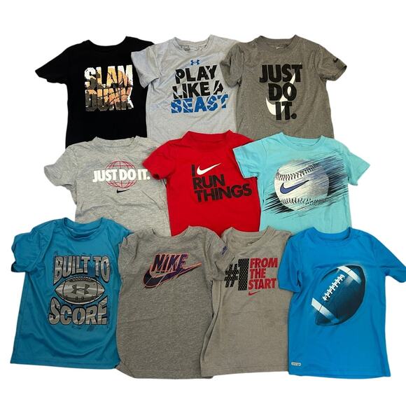 Bundle of Boy's size 6 Short Sleeve T-Shirts, Tees Nike Under Armour - Picture 1 of 11